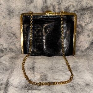 Elegant Black and Gold Chain Clutch